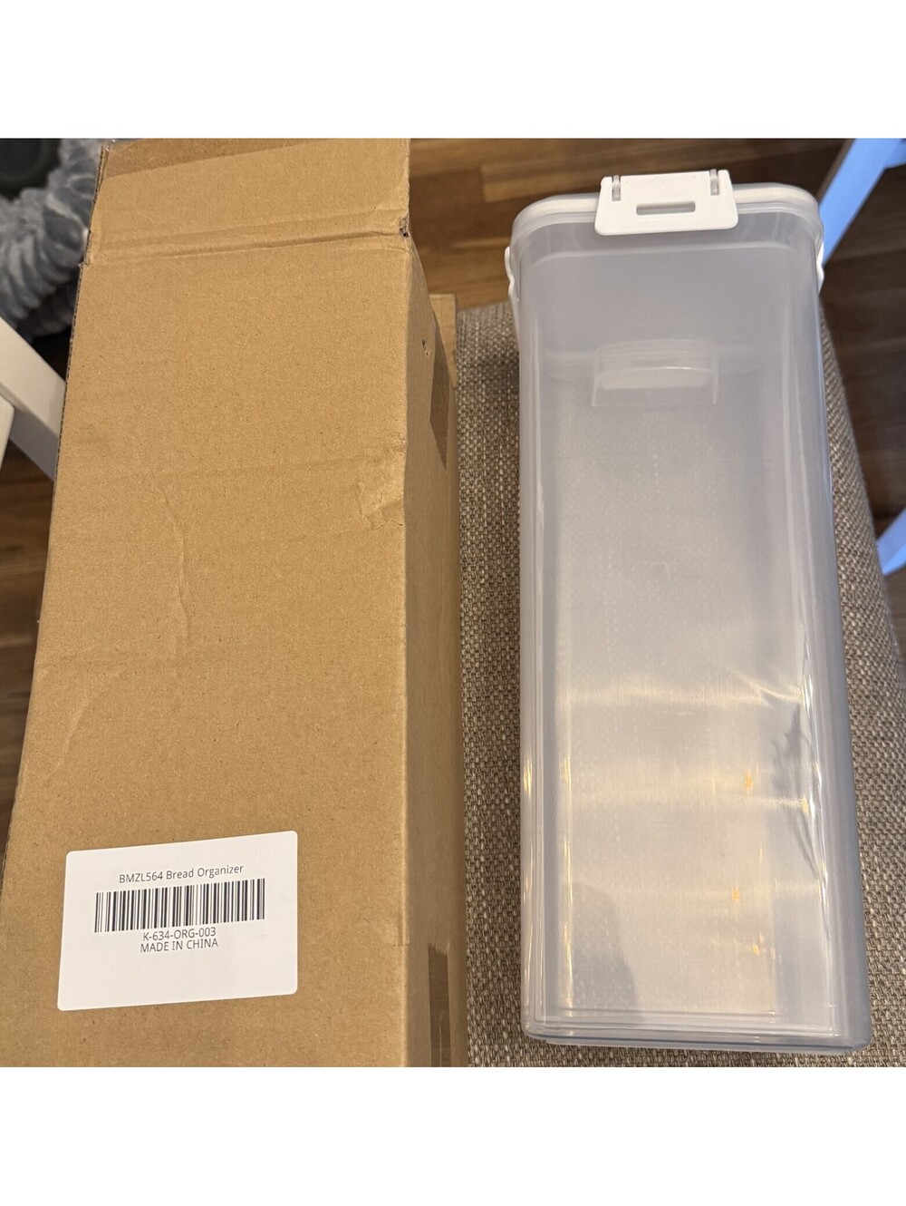 Plastic Bread Box Container with Pull Out Tray for Kitchen Clear/White